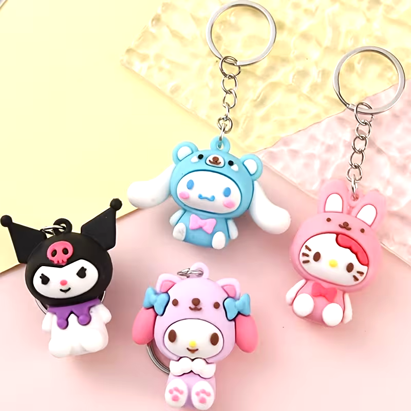 Autistic Skelleton New Set of 4 Adorable Hello Kitty 3D Soft Gel Keychains & Purse Charms ...