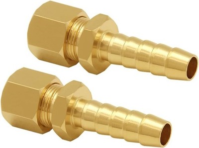 2PCS Brass Fuel Line Adapter 5/16'' Compression Tube OD to 3/8'' Hose Barb Fitt...