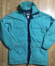 Vintage Woolrich USA Made Quilt Lined Parka Jacket S Zip Up Light Blue Coat