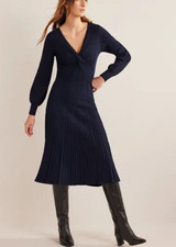 Boden - Twist Front Knitted Midi Dress - Kleid Strickkleid Navy NEU UK 20 EU 48