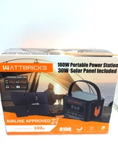Wattbricks 100Watt Portable Power Station & 30Watt Portable Solar Panel Included