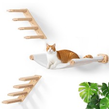 Cat Wall Hammock Set of 3, Wall Shelves with 1 Floating Fabric Hammock, 2 Cat...