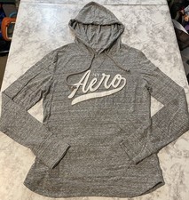 Aeropostale Aero NY Pullover Hoodie Lightweight Women s Size Large Gray Patch