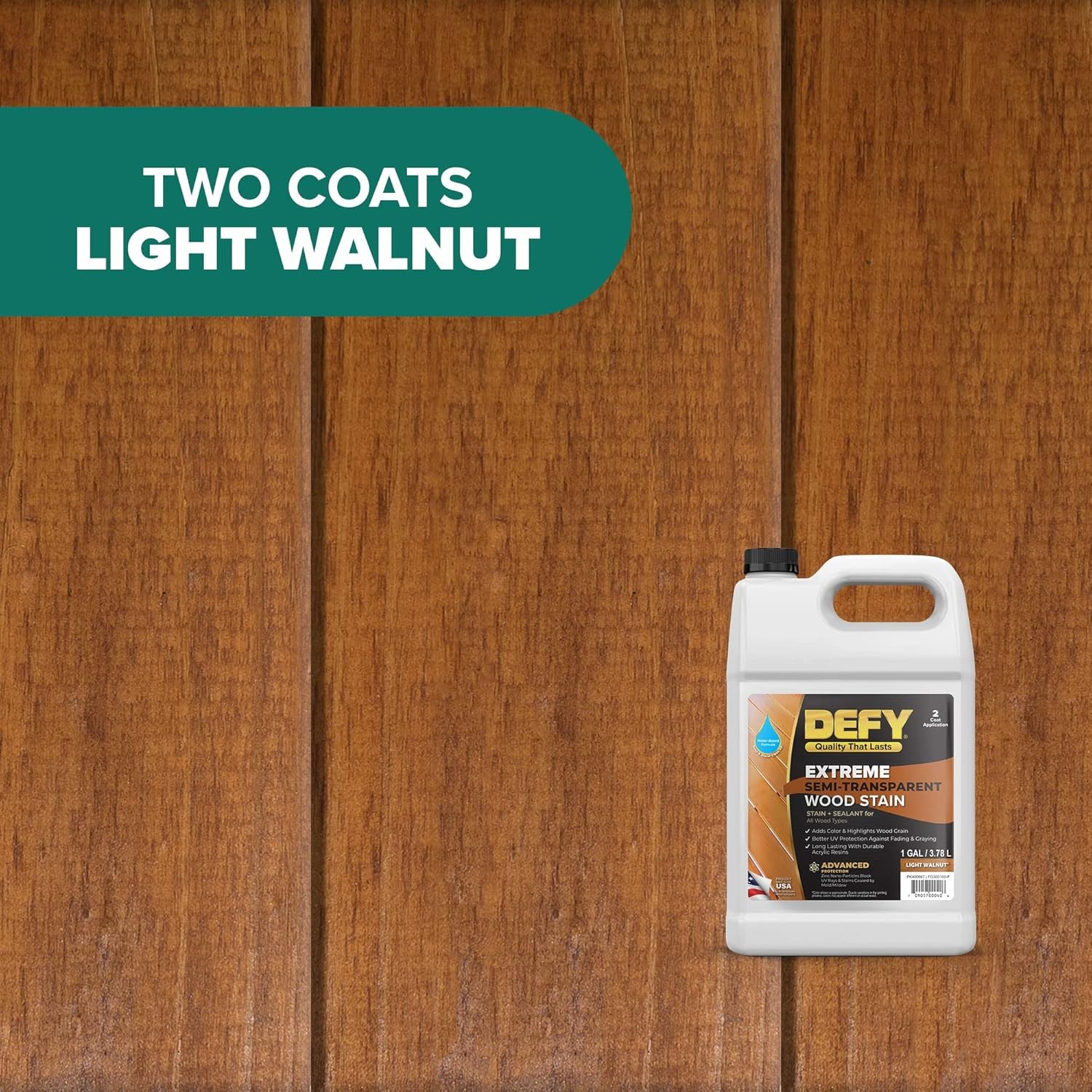  Defy Extreme Wood Stain Light Walnut 1-gallon Stains100-150 sq. ft.