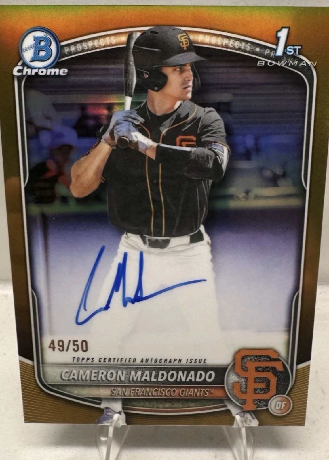 2025 Bowman Draft Cameron Maldonado 1st True Gold Chrome Auto /50 CPA-CMA Giants