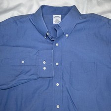 Brooks Brothers Dress Shirt Mens 17.5 36/37 Blue Regent Fit Non Iron Cotton
