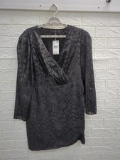 NEW Mango Lurex Jacquard Dress Crossover V Neck Women's Size 10