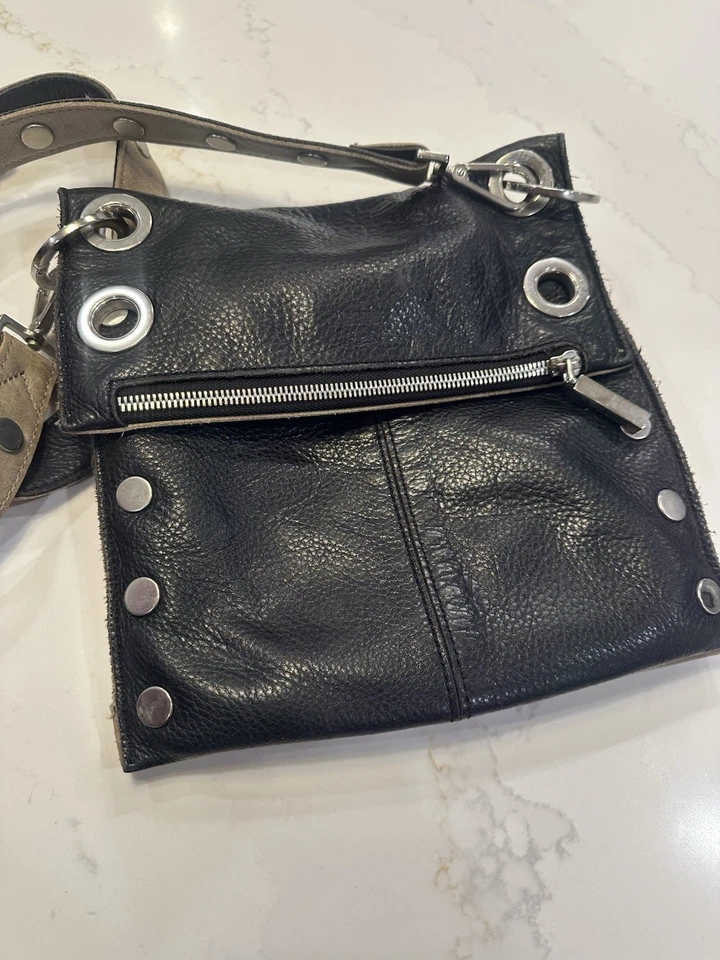 Hammitt Montana Reversible Black & Pewter Leather Messenger  - Image 2 of 4