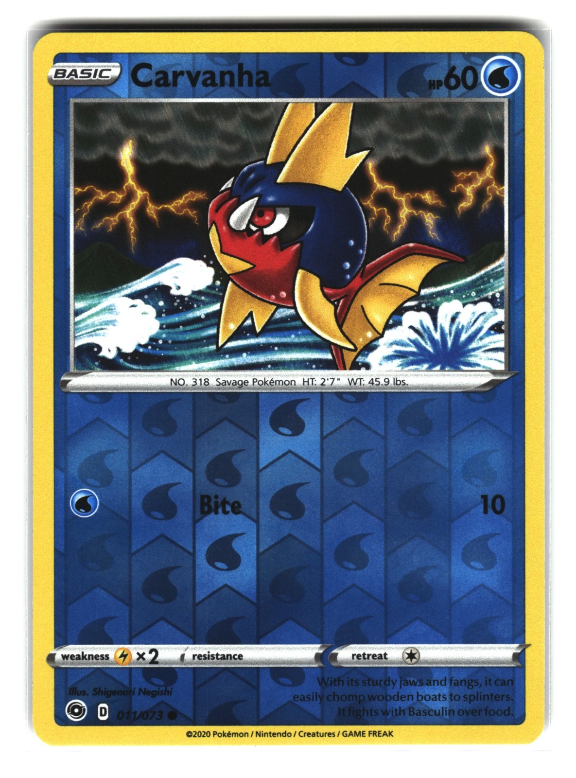 Carvanha 011/073 Common Reverse Holo Pokemon Card