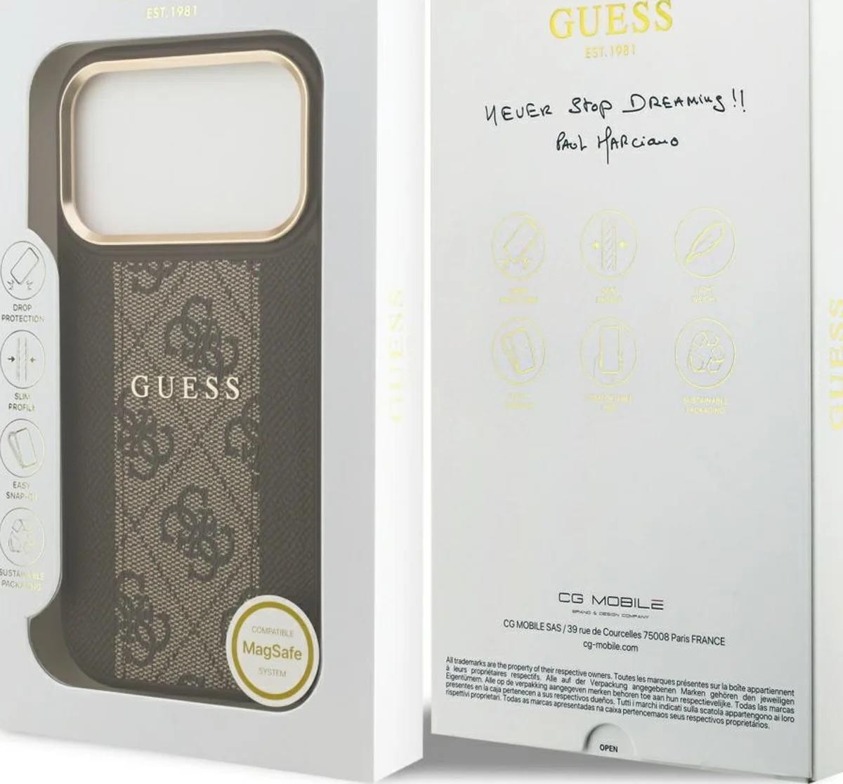 Guess 4G Stripe Case with MagSafe for iPhone 17 Pro 6.3"" Brown-GUHMP17LPG4SEMCW