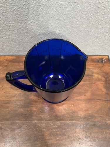 Vintage Antik Kobaltblau Depression Glas Messbecher 1 Quart - Bild 7 von 8