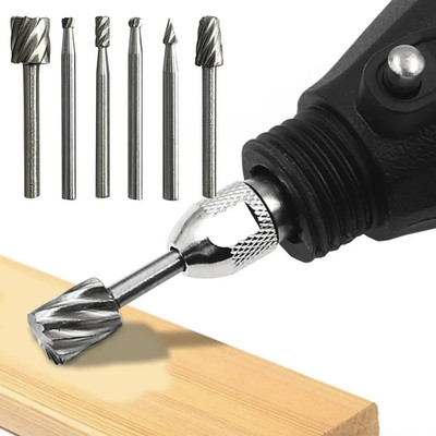 6pc High Speed Steel Rotary File Set Wood Carving Grinding Tool Kit - NEW