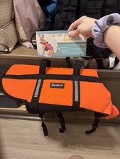ZippyPaws Dog Life Jacket In Orange And Red, Medium 21-27 In , Floatation Aid