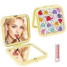 Magnifying Compact Mirror for Purses with 2 x 1x Magnification, Folding Mini ...