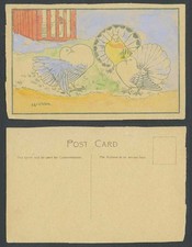 Louis Wain Artist Signed, Peacock Pigeon Fantail Pigeons Bird Birds Old Postcard