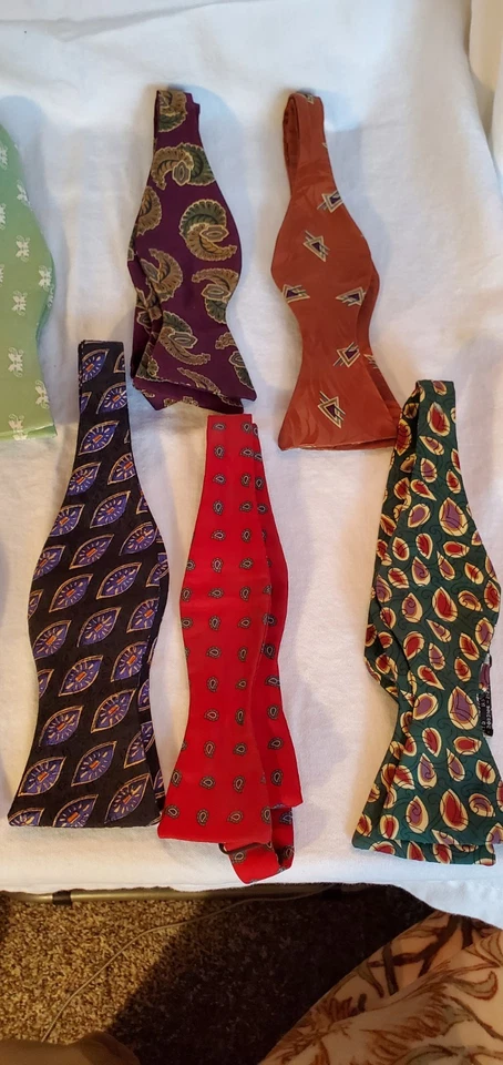 Lote de 9 pajaritas de seda ajustables autocorbatas Talbott, Hanauer, Pike, IMX, V Vines Foto 3 de 4