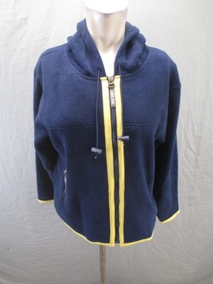 Erika Sport Size M Womens Blue Fleece Hooded Pockets Full Zip Soft Jacket 929