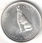 1967 Canadian Silver Brilliant Uncirculated QEII Fifty Cent coin!