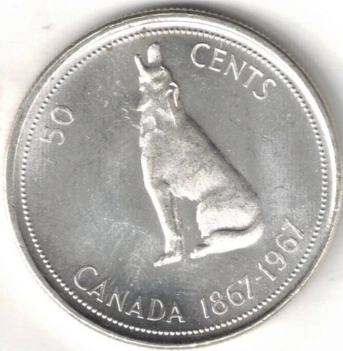1967 Canadian Silver Brilliant Uncirculated QEII Fifty Cent coin!