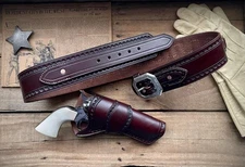 Gun Holster Belt Western Cowboy Leather Revolver Pistol Single Side. 38.44.45 