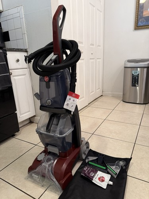 #ad Hoover Power Scrub Upright Corded Carpet Cleaner Red Gray w Accessories $150.00
