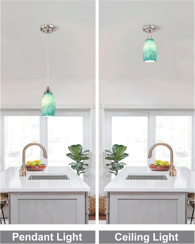 Karyfine Mini Art Blown Glass Pendant Light Fixture Blue w/ Gold - Adjustable - Picture 3 of 16