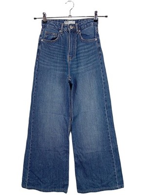 BERSHKA High Waist Jeans Damen Jeans Gr. DE 32 blau Casual-Look