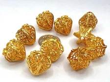 10 Pcs Vintage Gold Filigree Flower Bud Beads Petals 16mm 1980s Jewelry Making