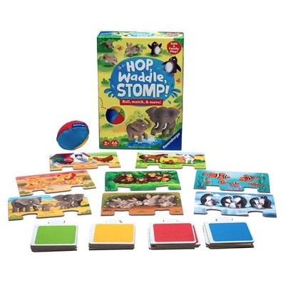 Ravensburger Hop, Waddle, Stomp! - Unterhaltsames Tier-Puzzle-Spiel für Kinder, 