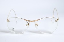 Algha 20 Vintage 1970's Unisex Gold Semi-Rimless Metal Eyewear Glasses 45mm