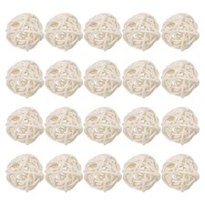 Wicker Rattan Balls 20 Pack 1.2in for DIY Craft White