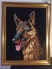 Canevas / Tapisserie  encadré motif Berger Allemand ( 53 x 41 cm)