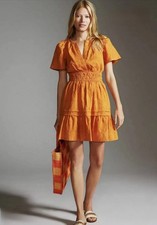 Anthropologie The Somerset Textured Mini Dress Gold Size SMALL PETITE