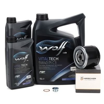 7L WOLF VITALTECH 5W40 PI C3 + HIRSCHER Ölfilter für FIAT DUCATO 244 250 2.3 D