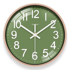 Small 8 Inch Wall Clock, Silent Non Ticking Battery Powered Modern Green Clock