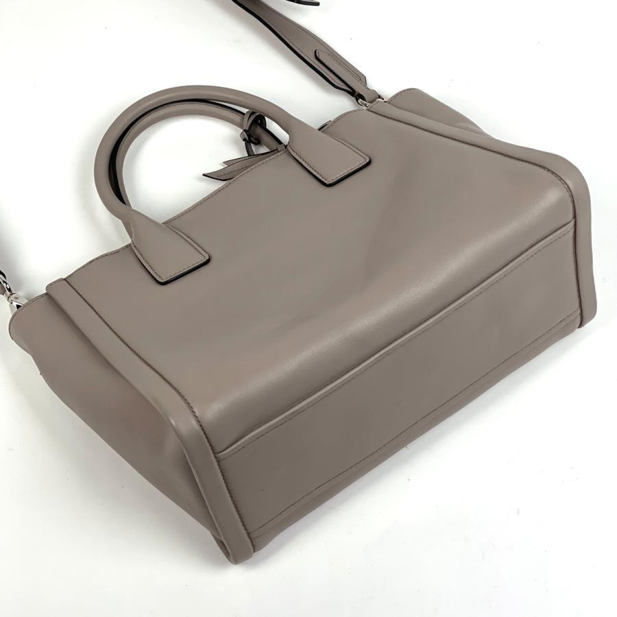 PRADA 2-Way Shoulder Handbag 1BA175 Leather Greige with Shoulder Strap #BS1379 thumbnail 2