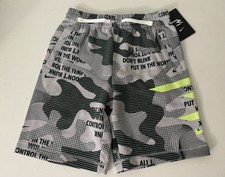 Nike Boys Performance Shorts Grey/Black Camo Neon Yellow NWT Size Small