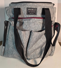 Eddie Bauer First Adventure Diaper Bag Gray Backpack Tote Baby Organizer
