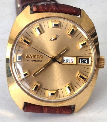 Vintage Enicar Ocean Pearl Automatic Day/Date 147-01-02 G.F. Mens Watch. Minty!