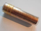 1958 P BU Lincoln Cent ROLL, coins are stuck in the tube, (58PFW2) FREE SHIPPING
