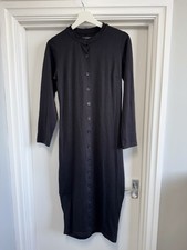 Misguided Black Button‑Down Dress – Long Sleeve – Size 12