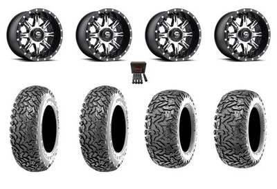Fuel Nutz 14'' Wheels Black 27'' Workzone Tires Yamaha Wolverine RMAX