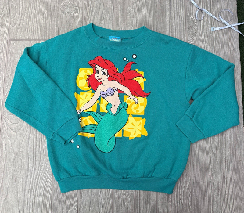 Vintage 90s Disney Ariel Little Mermaid Sweatshirt Youth M 10-12 Teal