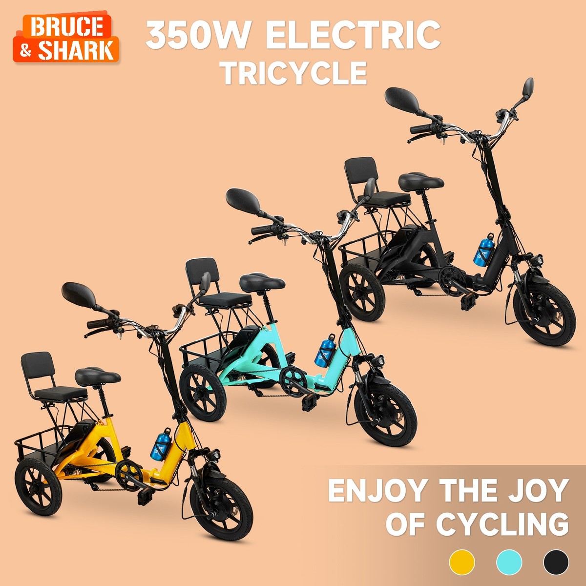 Three Wheel Electric Tricycle for Adults Wheel Motorized Folding