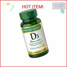 Nature's Bounty Vitamin D3 1000 IU Immune Health, 120 Softgels  Pack of 1 