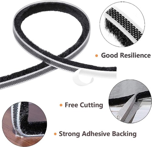5M Self Adhesive Draught Excluder Brush Door Window Weather Strip 9mm x 5mm x 5m - Picture 3 of 6