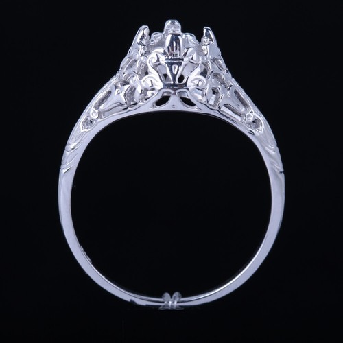 Round 5.5mm Prong Setting Semi Mount Ring Solid 14k White Gold Fine Jewellery - Picture 3 of 11