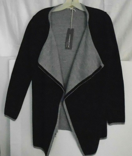 Lineamaglia womens small drape cardigan sweater two-tone gray black wool blend  - Picture 1 of 9