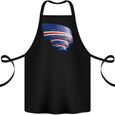 Curled Cape Verde Flag Verdean Day Football Cotton Apron 100% Organic