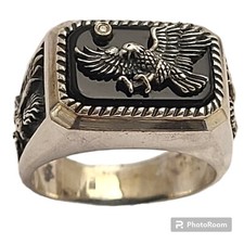 Vtg Sterling Silver Bradford Exchange Ruler Of The Skies' Eagle Diamond Ringsz12